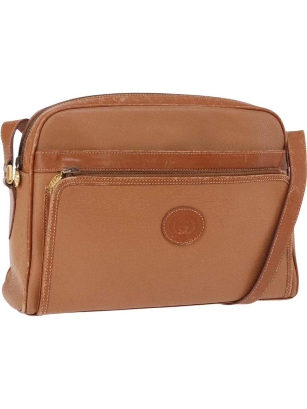 GUCCI Shoulder Bag Leather Beige Gold Tone 001 22 1053